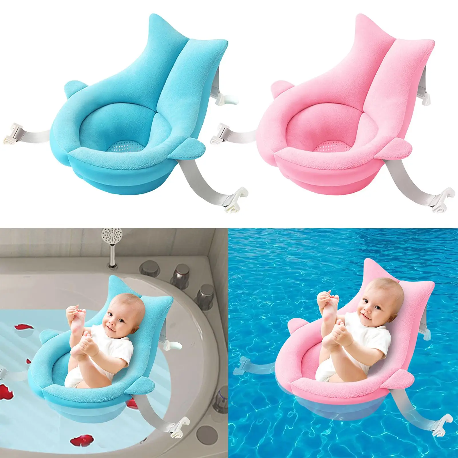 Foldable Bath Tub Seat, Anti  Comfortable Portable Soft Whale Shape Adjustable Bath Bed Bath Tub Pad Bath Pad Infant