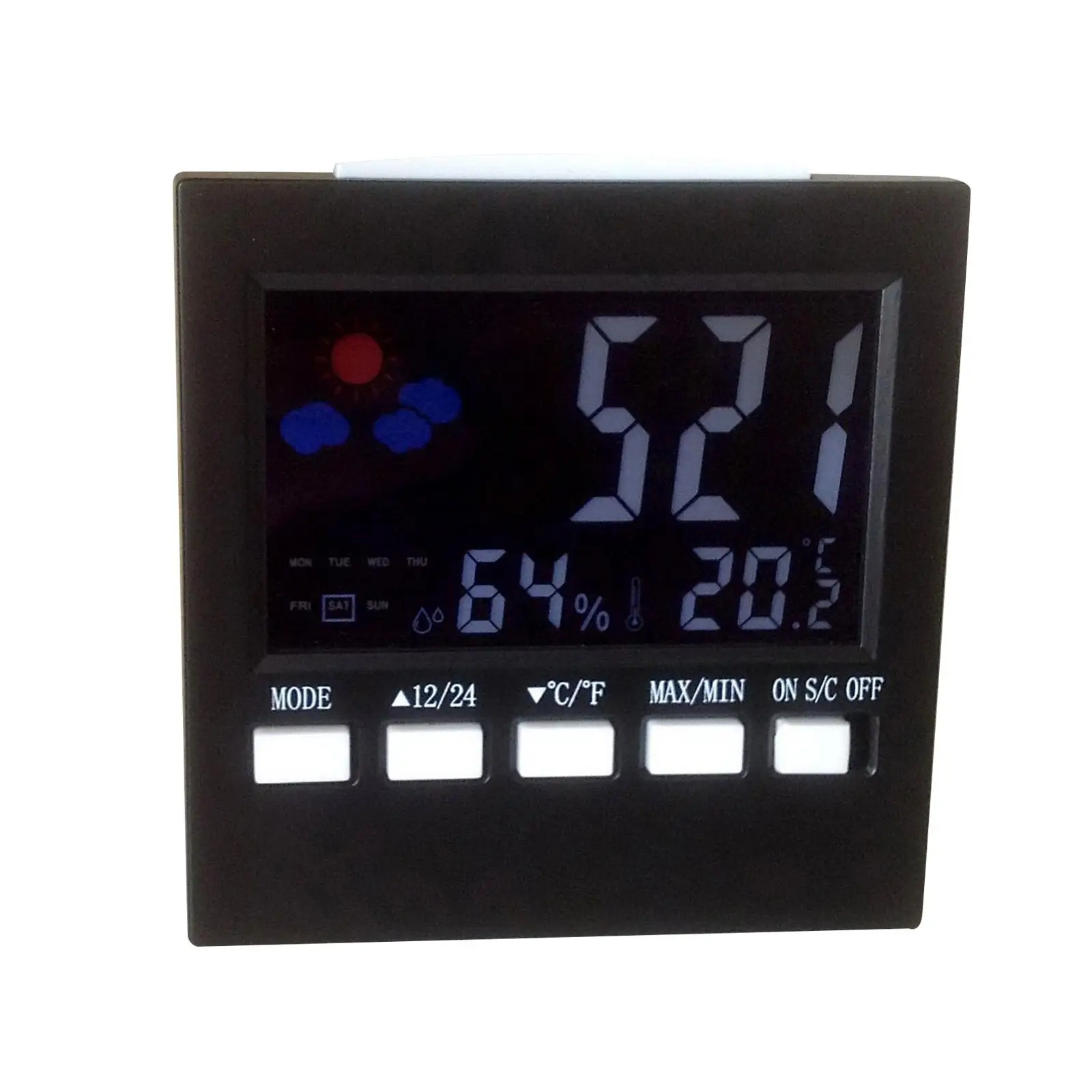  Clock Large Display Temperature Gauge Battery Operated Calendar Hygrometer Snooze 12/24H for Living Room Bedroom