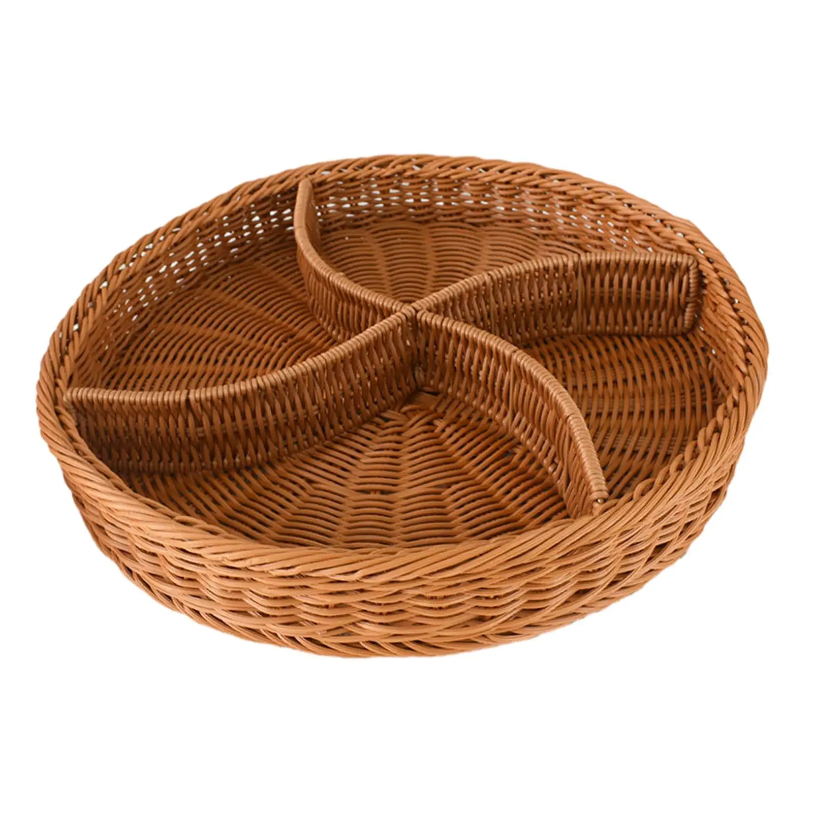 Round Fruit Baskets Tabletop Food Serving Tray Imitation Rattan Baskets for Dining Coffee Table Fruits Kitchen Snacks Hotel