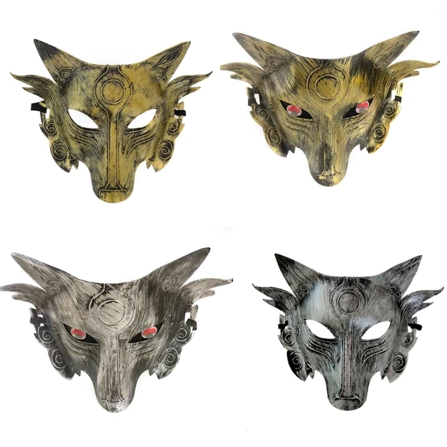 Máscara de lobo para adultos y niños, máscara de cabeza de Lobo