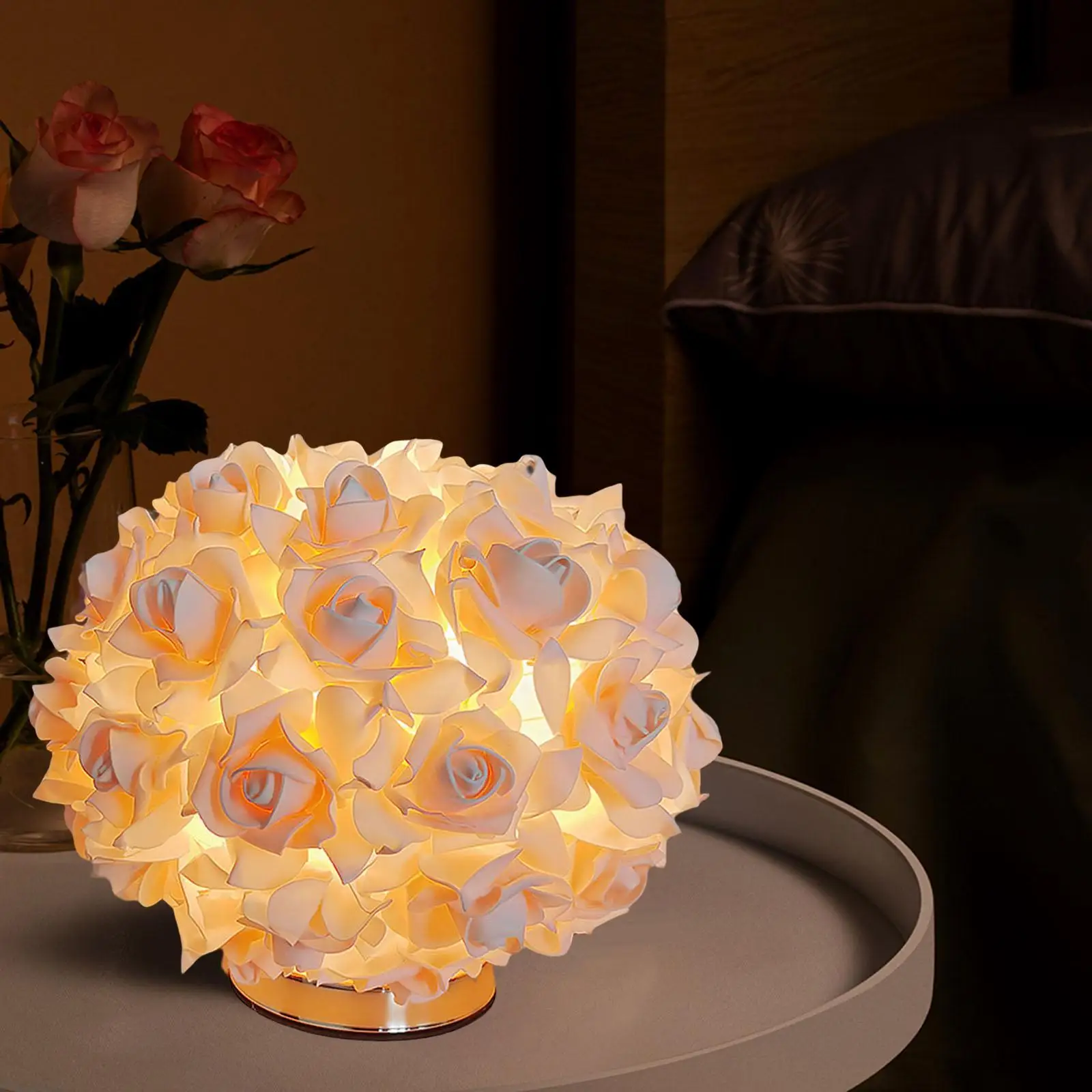 Flower Decorative Bedside Table Lamp LED Night Lights Flower Lamp Shade Desk Lamp Lighting for Living Room Bars Sofa Party Dorm