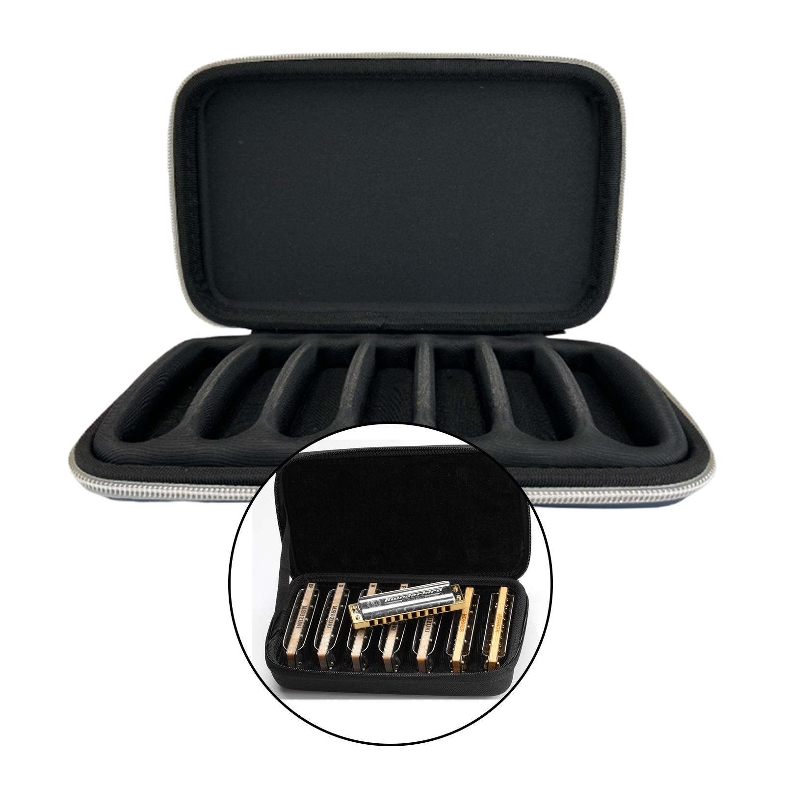 10 Holes Harmonica Storage Bag Holder Container for 7x Harmonicas Parts