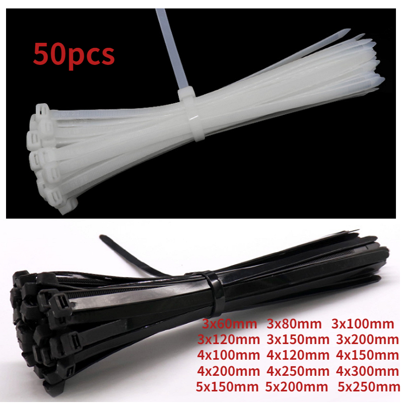 Description Picture 3 of itemSelf-locking plastic nylon cable tie 50 pieces  White/Black cable tie fastening ring industrial cable tie cable tie set