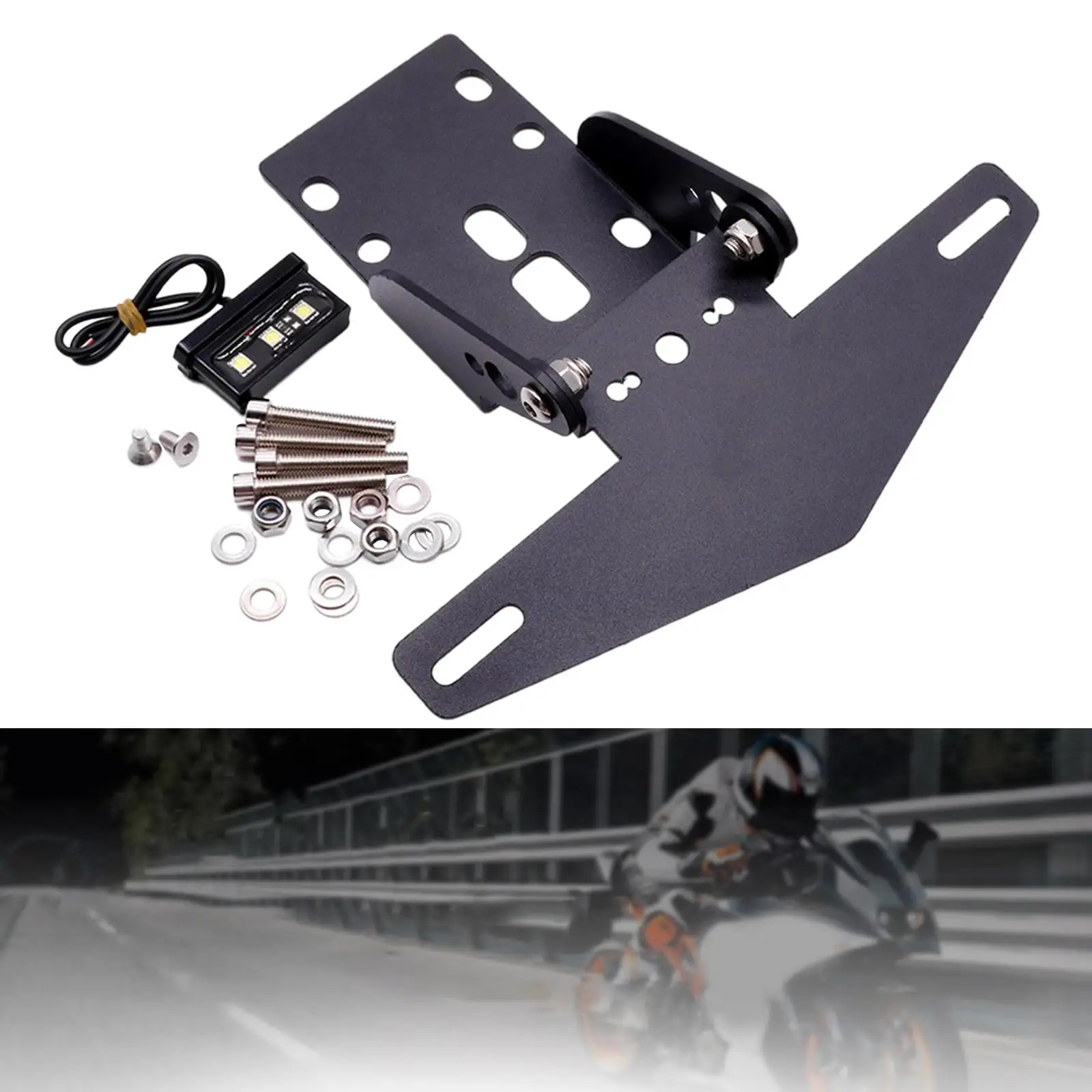Licence Plate Holder for  125 250 390 Tail Tidy with LED Light Black