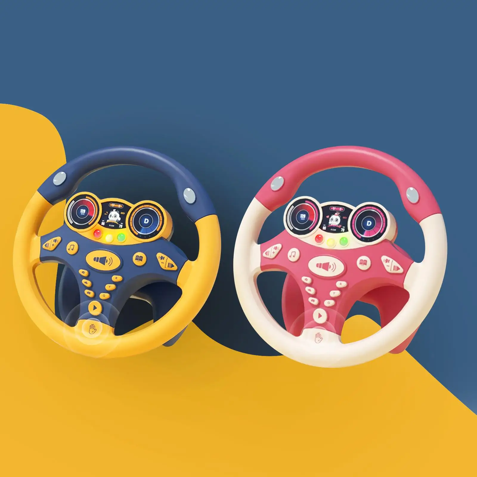 Toddlers Simulation Steering Wheel Toy Portable Pretend Play Toy Early Education Toys with Music Pretend Driving Toy for Kids