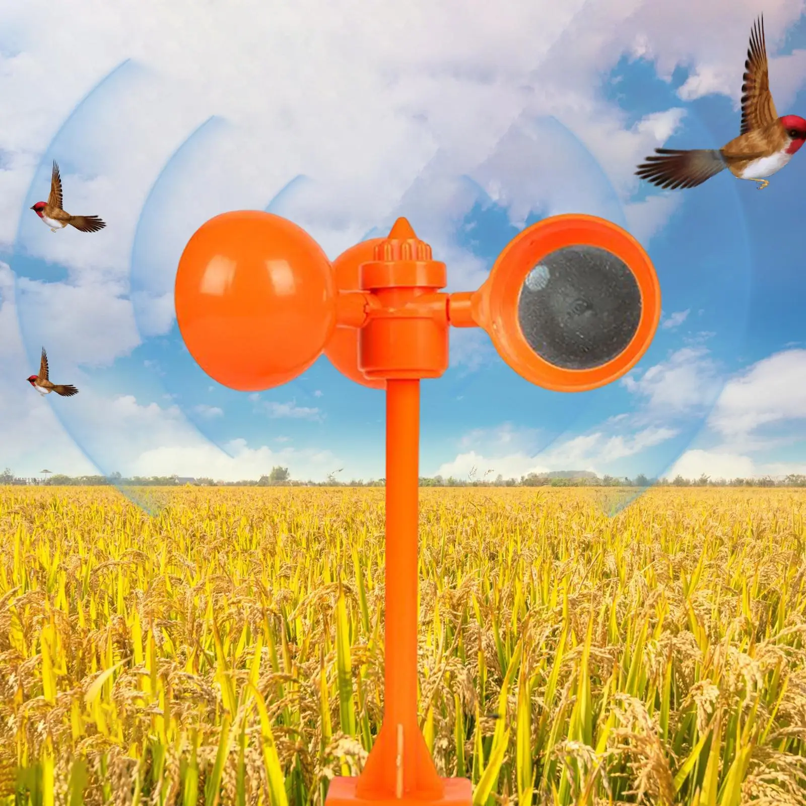 Bird Repeller 360 Degree Rotating Tool Deterrent Drive Away Bird Device Wind Power for Orchard Crop Protection Outdoor Farming