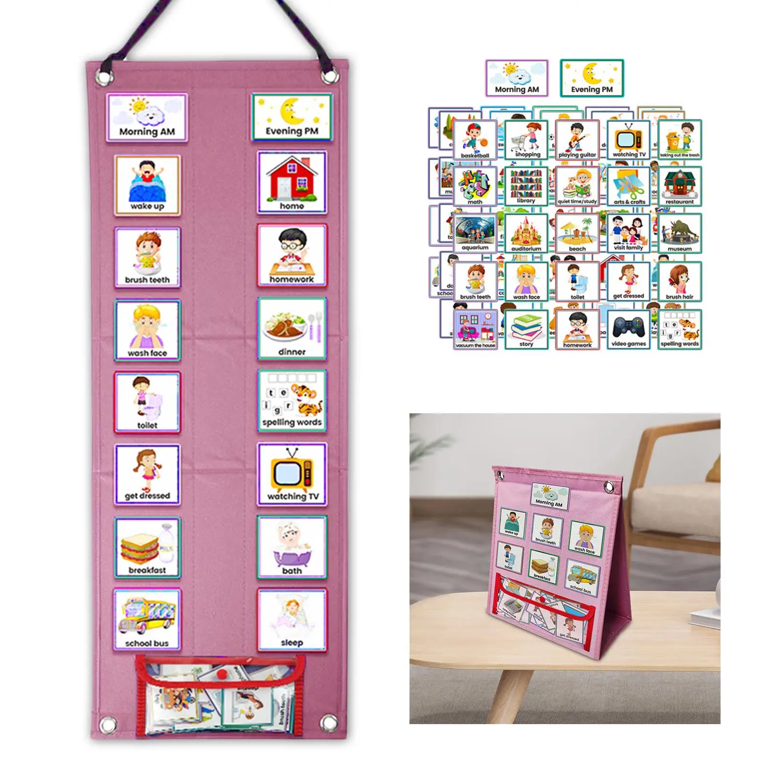 Visual Schedule for Planner with 70 Cards Learning Materials Daily Routine Card for Birthday Gifts Children Boys Girls