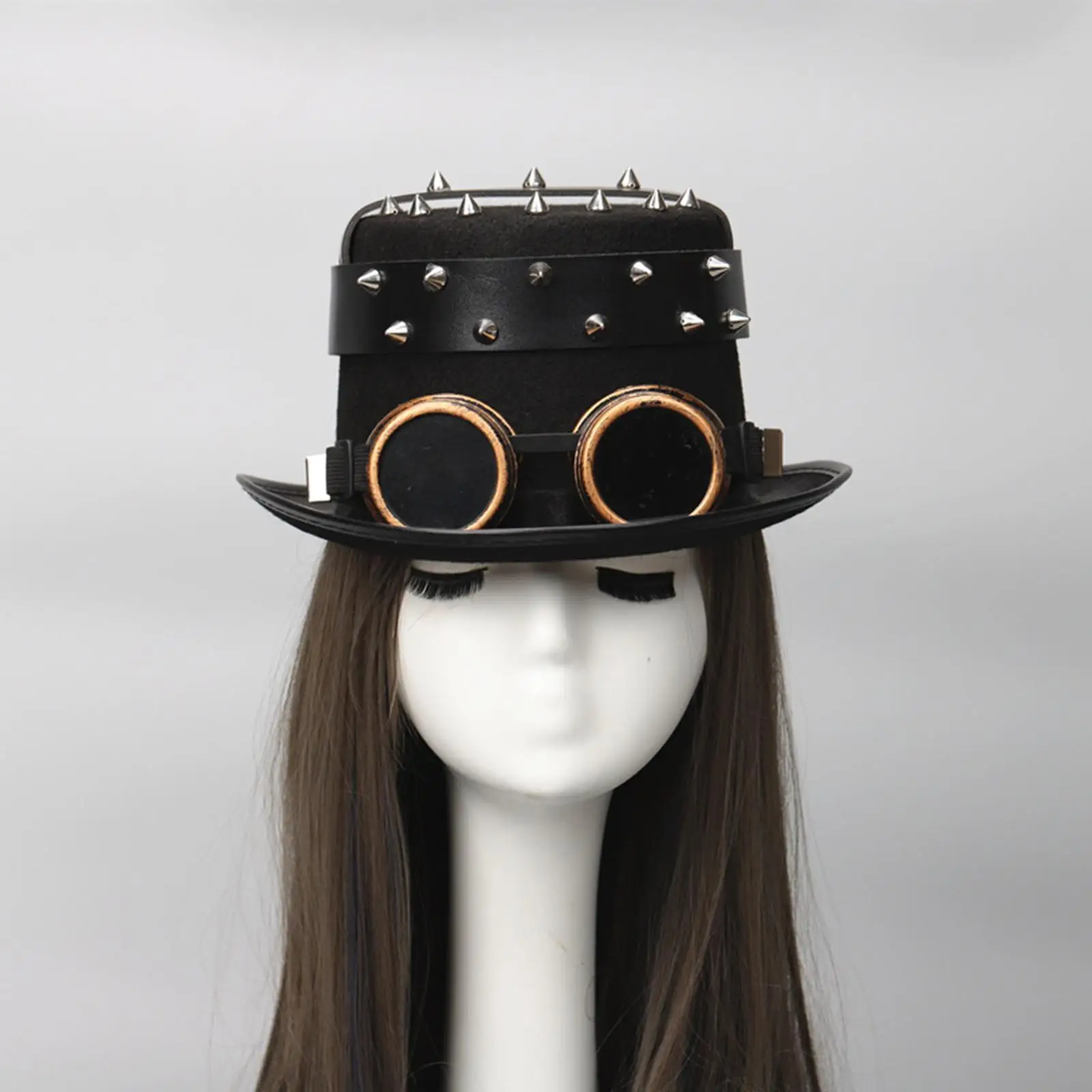 Goth Steampunk Top Hat with Goggles Cosplay Costume Caps Accessory Head Wear