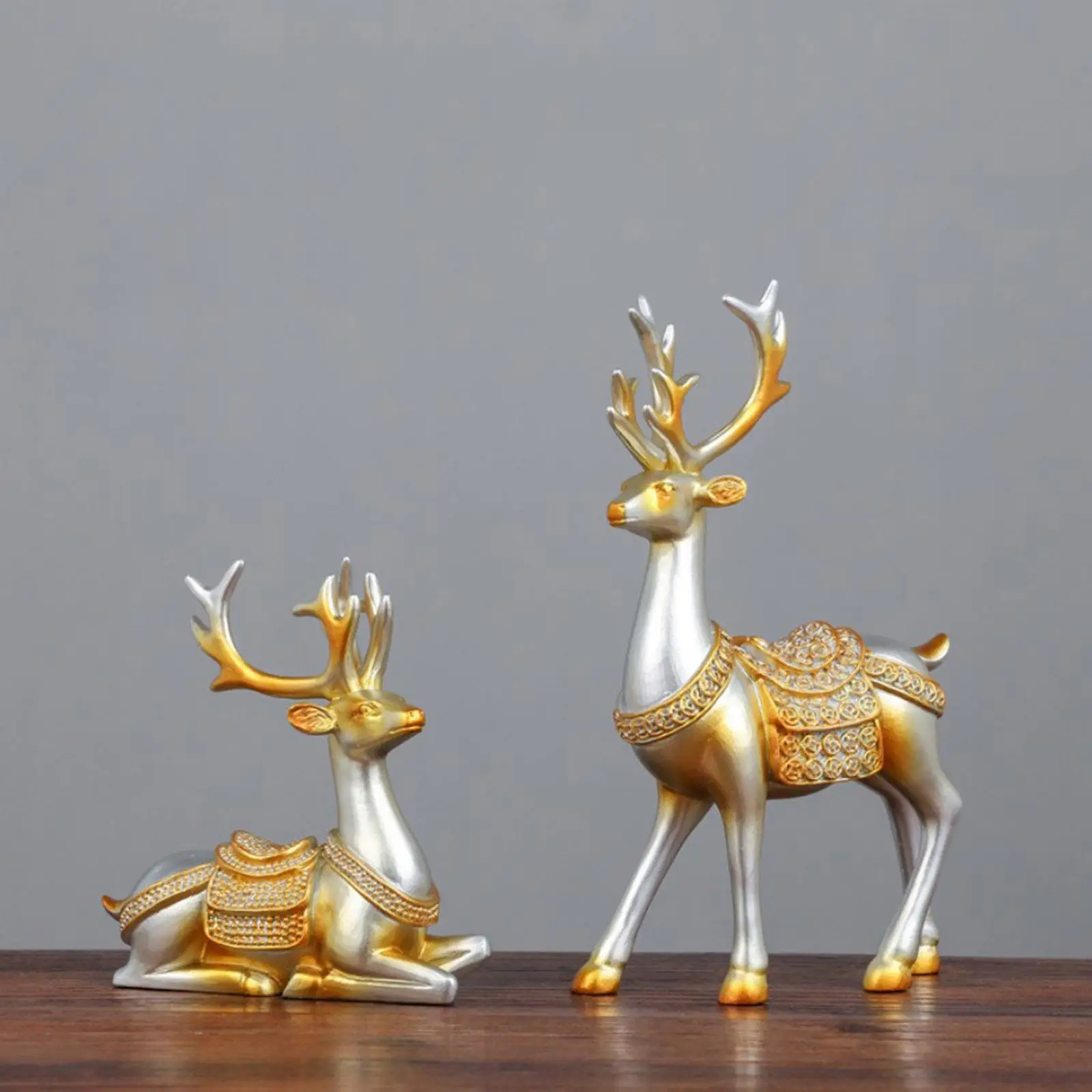 2x Deer Statue Decoration Home Decoration Resin Figurine Bookshelf Tabletop