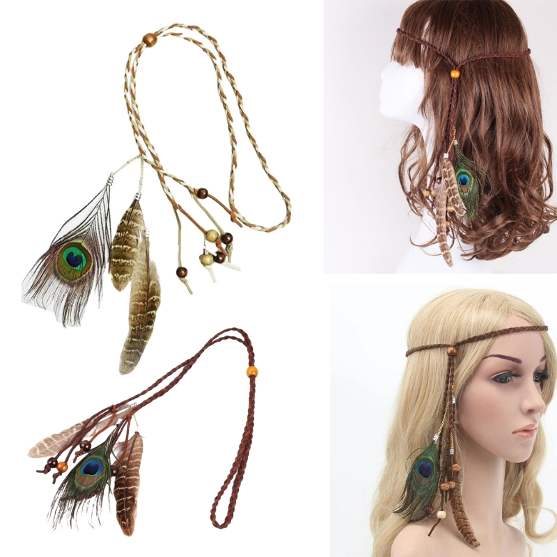 Indianischer kopfschmuck boho federn stirnbänder indischer kopfschmuck federn kopf bedeckung boho kopf bedeckung hippie schmuck – Detail 1