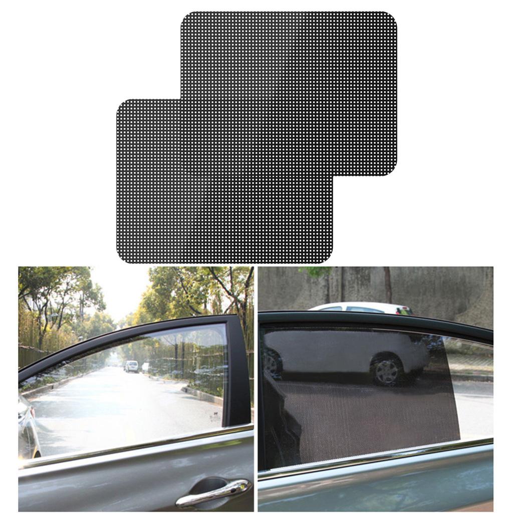 2pcs Car Side Window Film Sunshade Shade Sticker PVC Black New