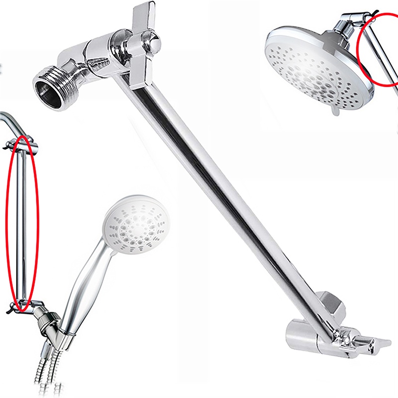 Description Picture 4 of item11 Inch Adjustable Shower Arm Universal Connection Solid Brass Shower Angle Anti-leak Shower Extension Arm Brass Silver