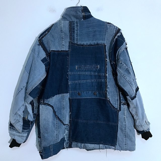 Long Patchwork Jeans Coat Designer Art Denim Unisex Jacket 