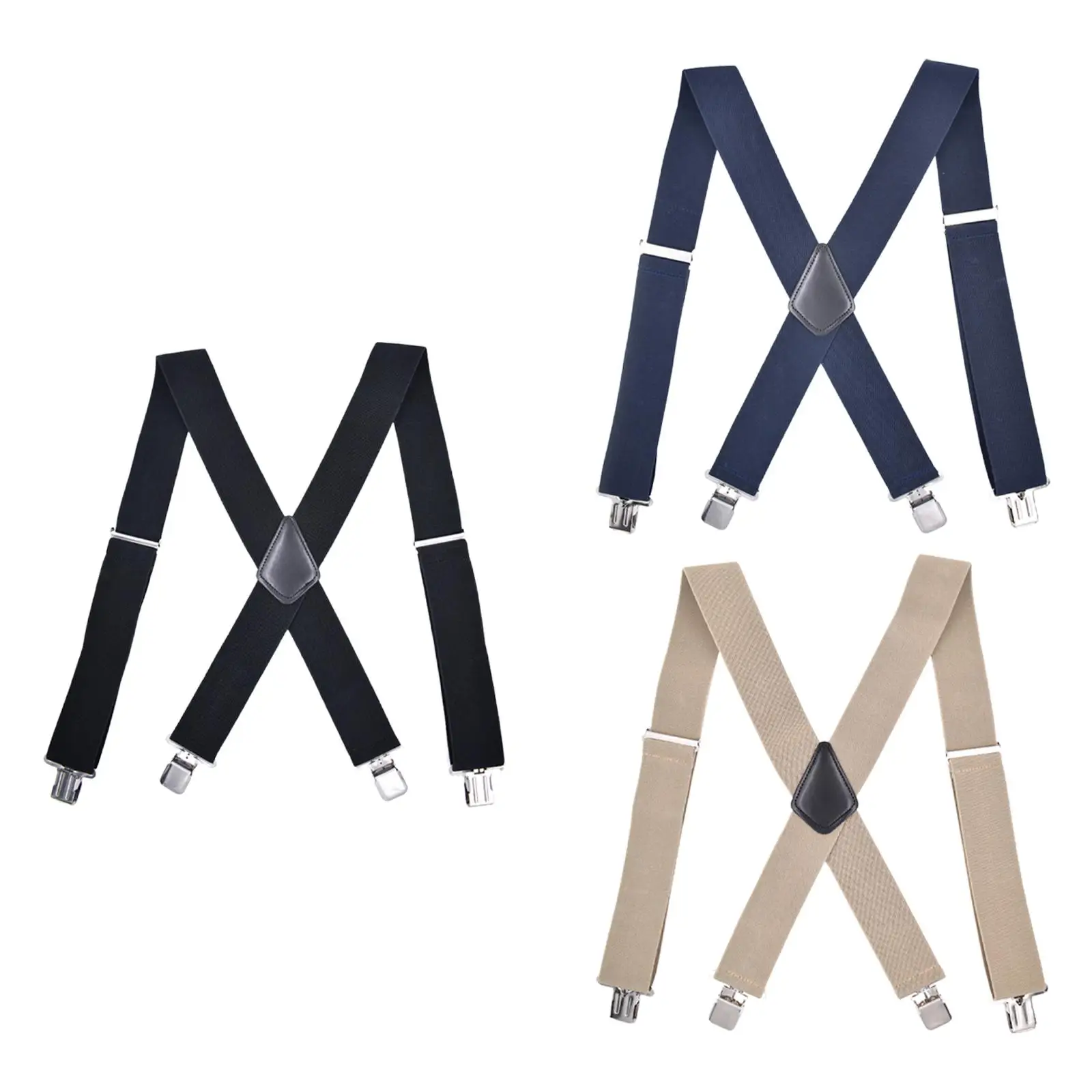 Men Suspenders Adjustable Clip Buttons Comfortable Elastic Straps Back Belt