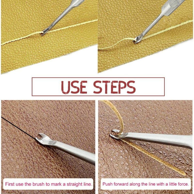 1/4-teiliges U+V-förmiges Leder-Rillwerkzeug, Leder-Skiving-Tool, Kantenabschrägungs-Set, DIY-Lederhandwerkswerkzeug – Detail 4