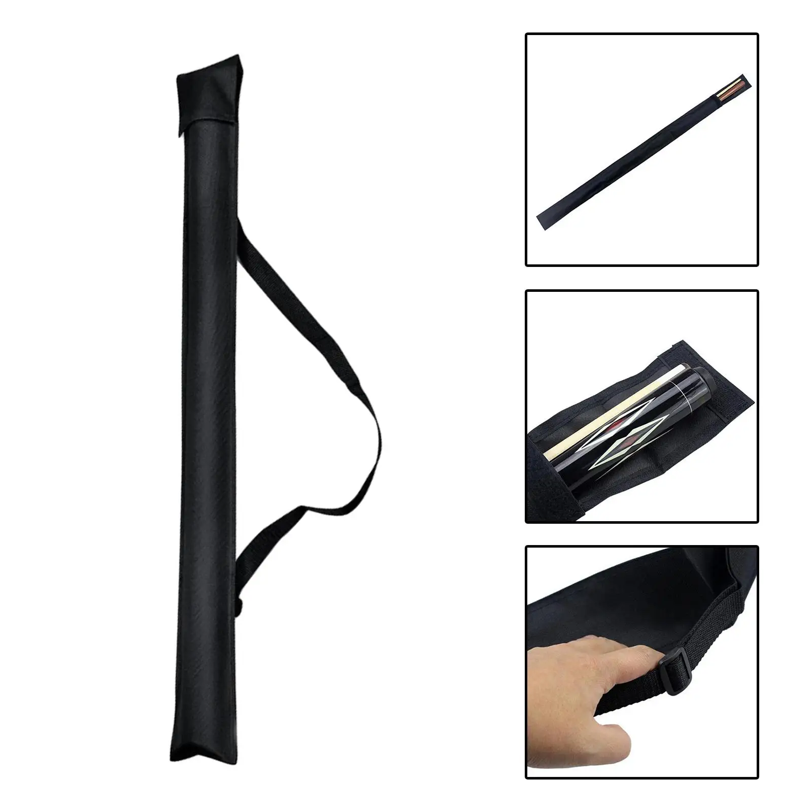 Pool Cue Case with Adjustable Shoulder Strap Carrying Bag Protective Billiard Stick Storage for 1/2 Snooker Billiard Stick Rod