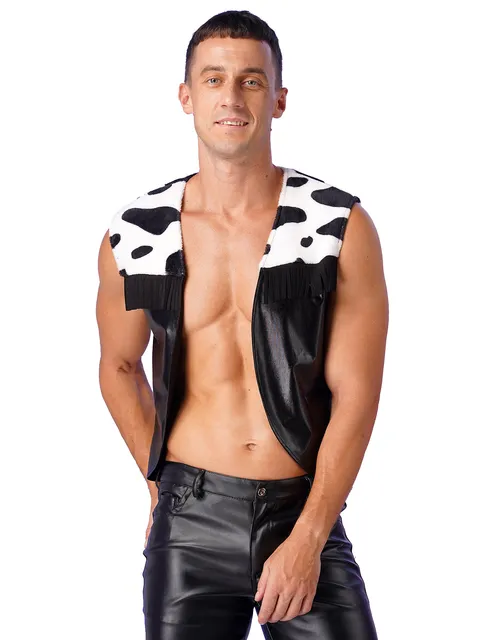 Cowgirl Costume 2tmen's Cow Print Vest - Cotton Cowboy Cardigan For  Cosplay & Party