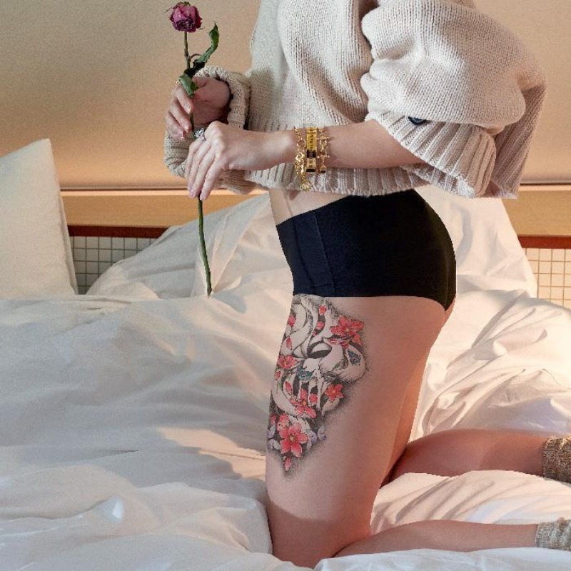 Ukiyoe Fuchs Tattoo Aufkleber dauerhafte gefälschte Tätowierung für Frau Arm temporäre Tätowierung japanische sexy Kunst Faux Tattoos wasserdichte Tatuajes – Detail 5