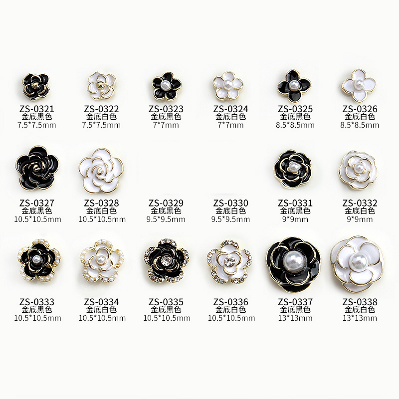 Best of 10PCS Bright White Black Dimaonds Pearls Gold Edge Camellia Rose Flowers Alloy Nail Art Rhinestones Decorations Manicure Charms Reviews & Tips