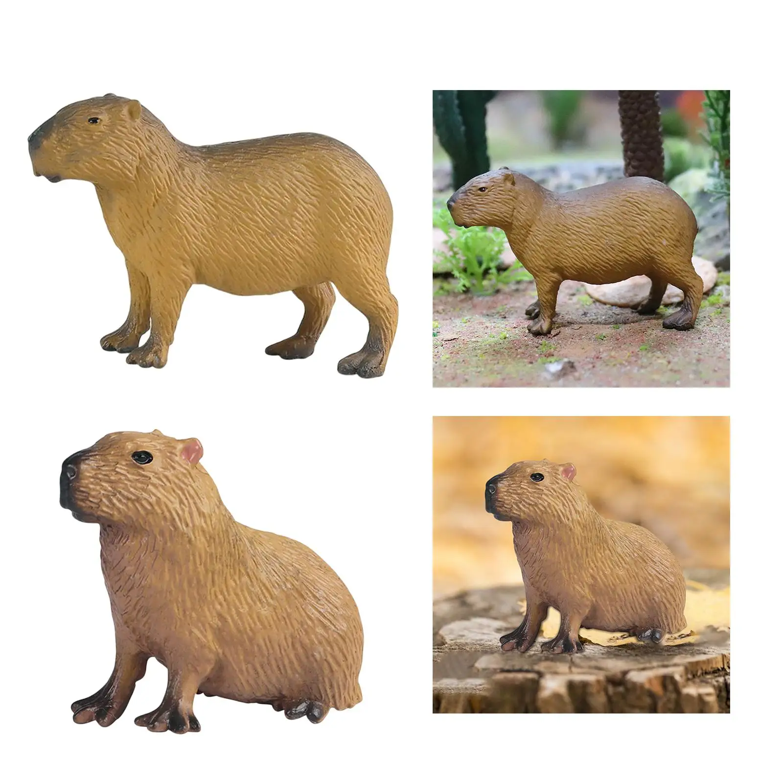 2x Realistic Capybara Figurines Toys Miniature Science Educational Toys Decor