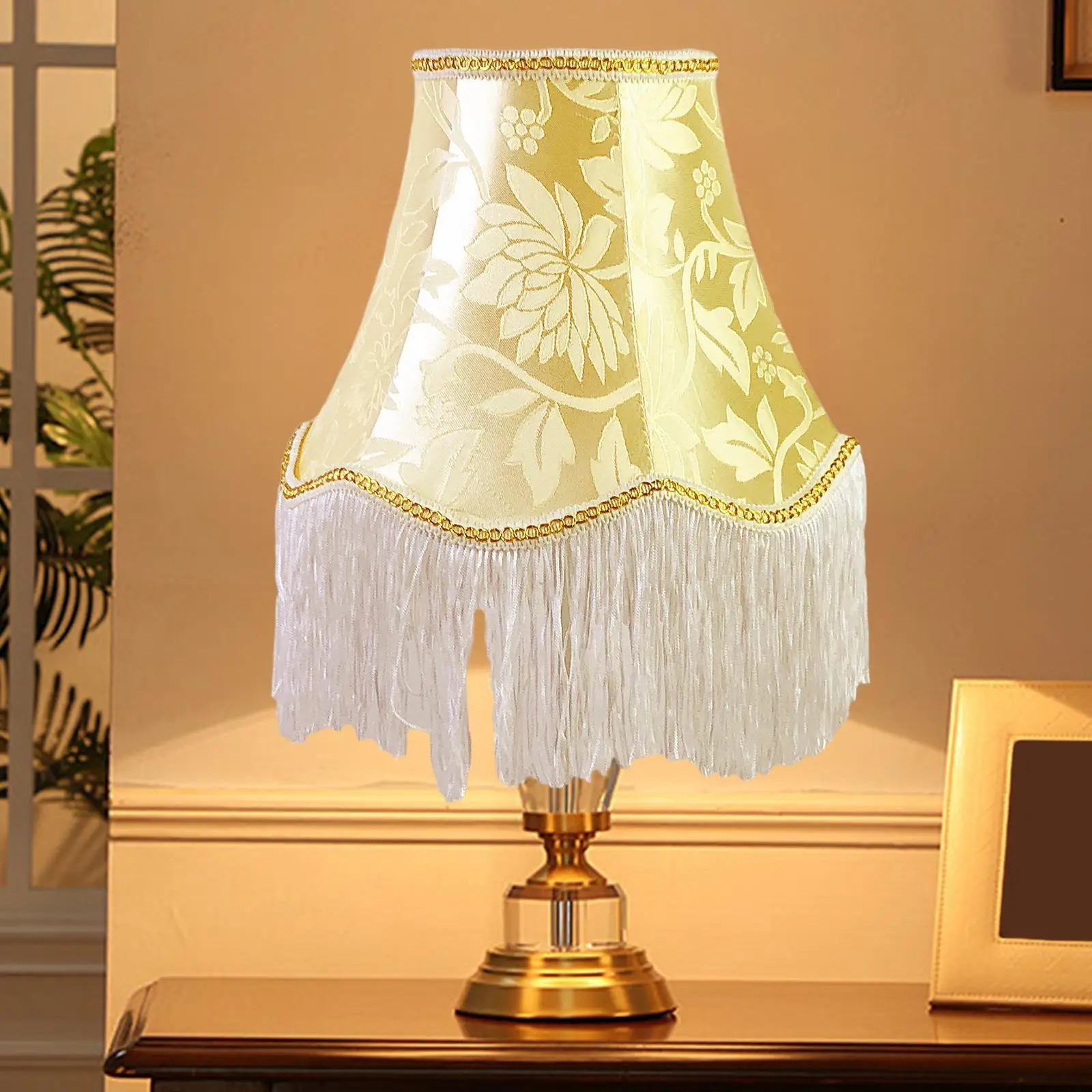 European Lampshade with Beads Fringe Lamp Shade for Bedroom Dining Room Home