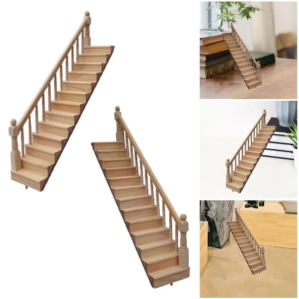 Miniature 1:12 Dollhouse Staircase Model Wooden DIY Children Gifts Girls Toy