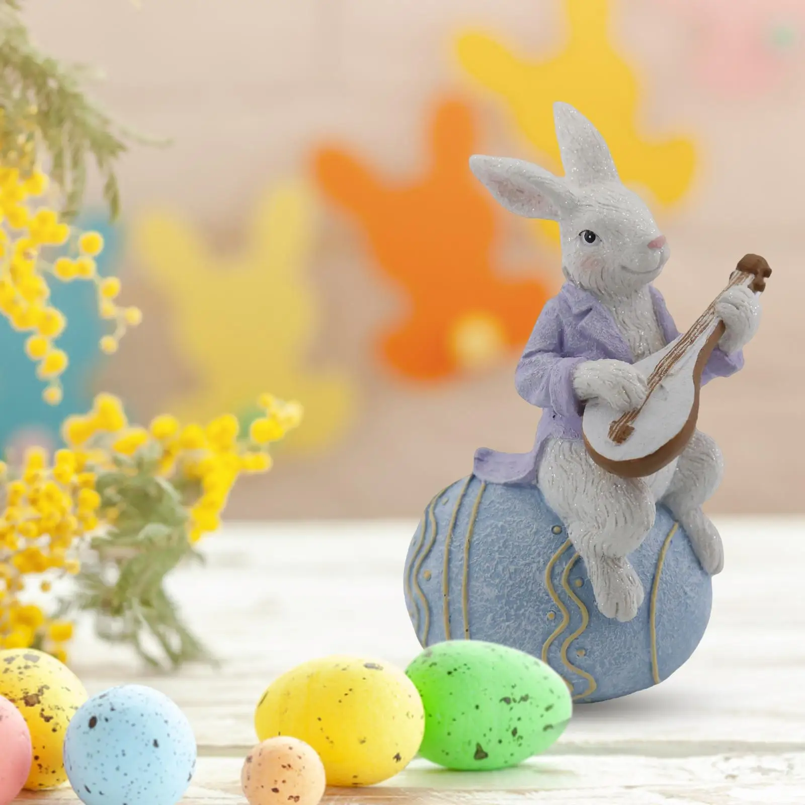 Novelty Easter Rabbit Bunny Resin Statue Artwork for Home Living Room Garden