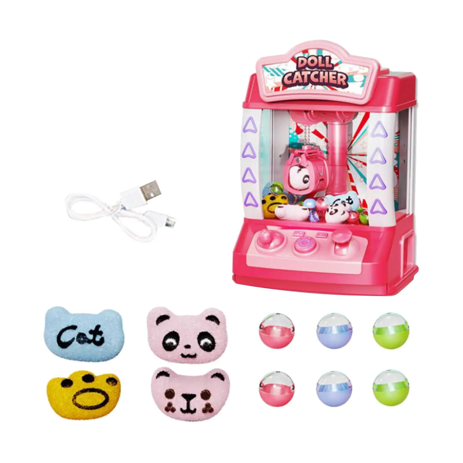 Claw Machine with Capsule and Dolls Birthday Gifts Arcade Candy Capsule Claw Game Prizes Toy for Adults Home Toddlers Kids