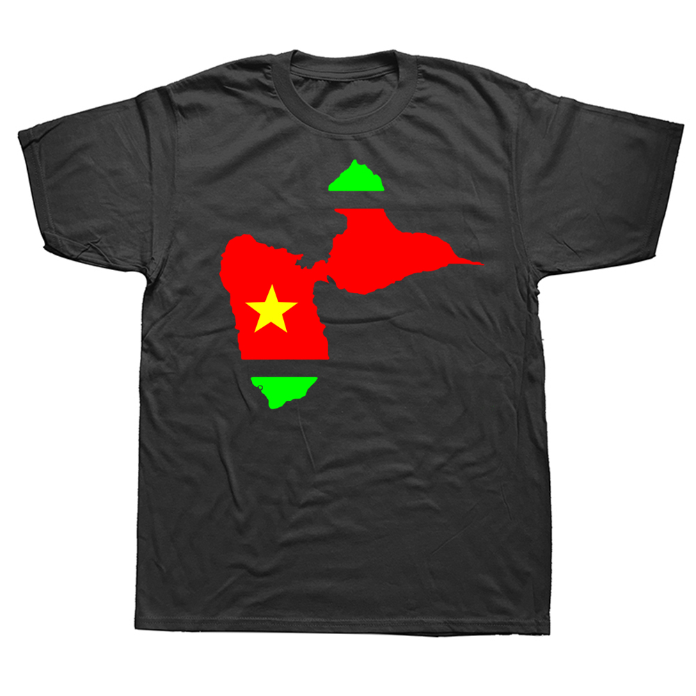 Guadeloupe In Rot Gelb Und Grün T Shirts Baumwolle Streetwear Kurzarm Geburtstag Geschenke Sommer Stil T-shirt Herren Kleidung – Detail 2