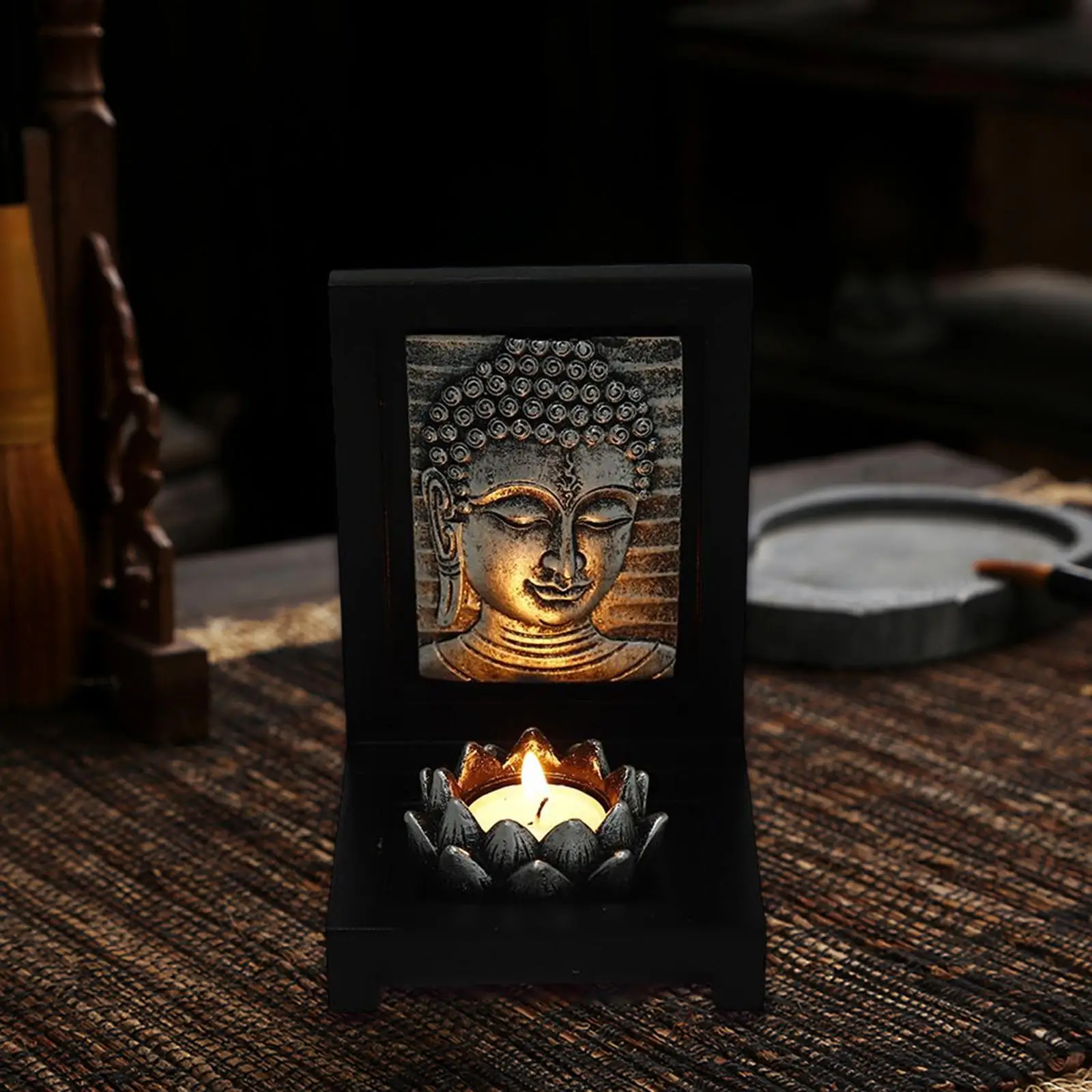 Buddha Candle Holder Southeast Asian Style Candlestick for Festivals Cabinet
