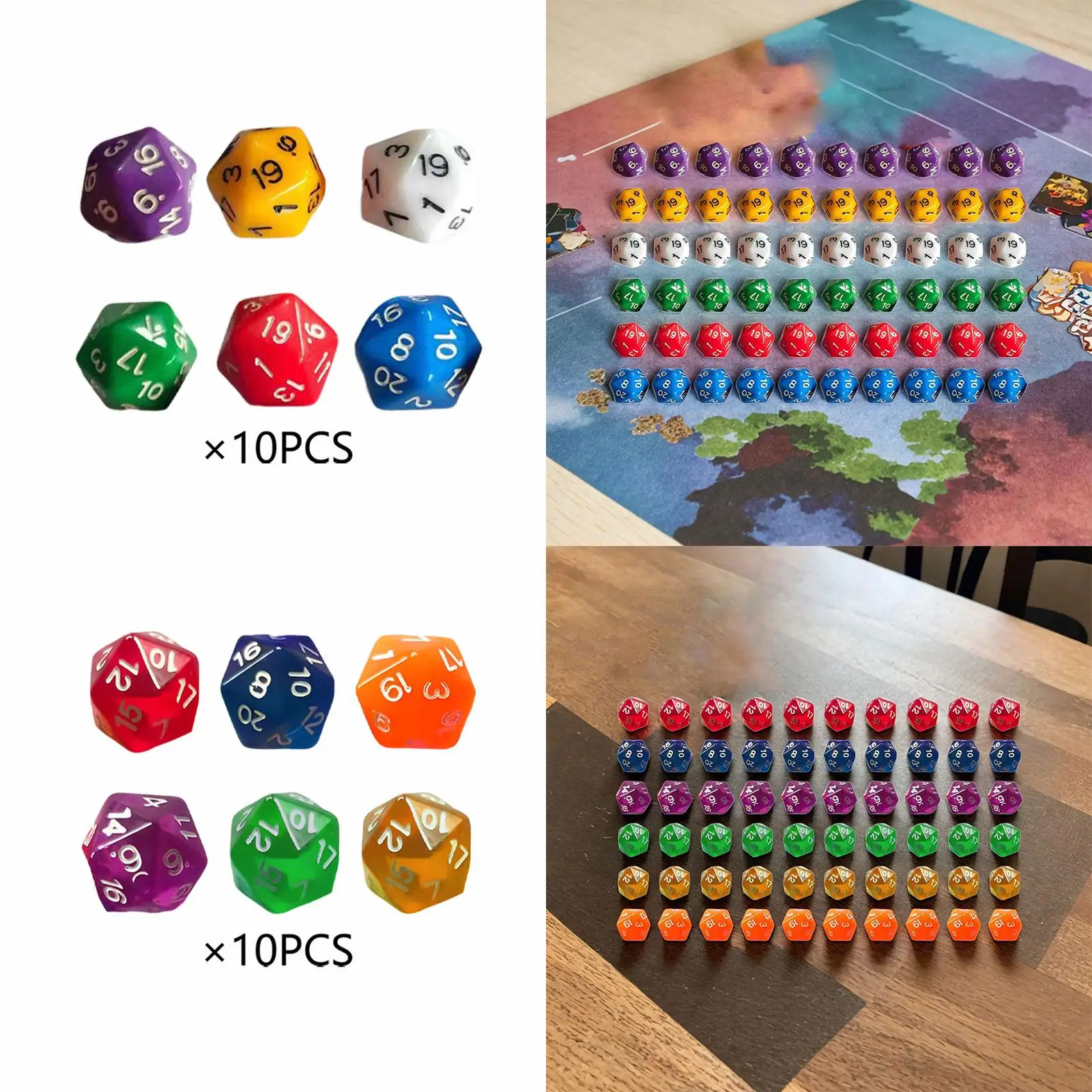 60Pcs 20 Sided Dice Party Supplies Role Playing Game Dices 20mm Entertainment Toys Multi Sided Dices for Table Game Board Game