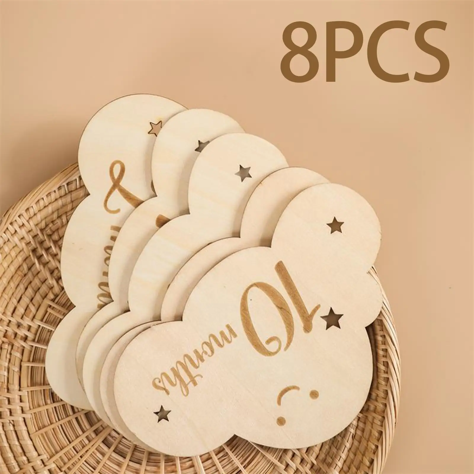 8x Wooden Baby Milestone Cards New Mom Gifts Birth Journey Milestone Markers