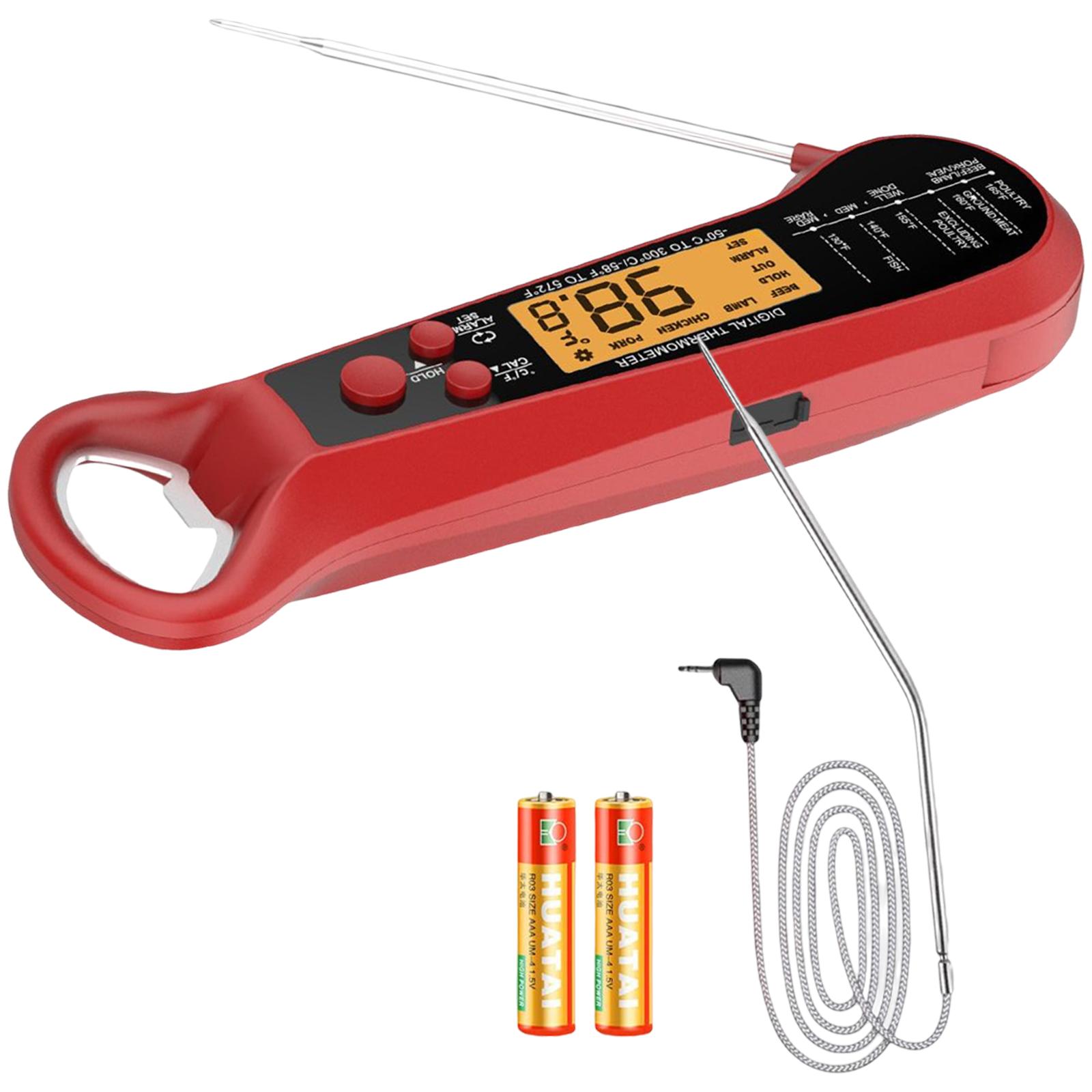 Dual Probe Food Thermometer Sound Alarm Function -50C to 300C Fast Reading Waterproof Meat Thermometer for BBQ Kitchen Cooking