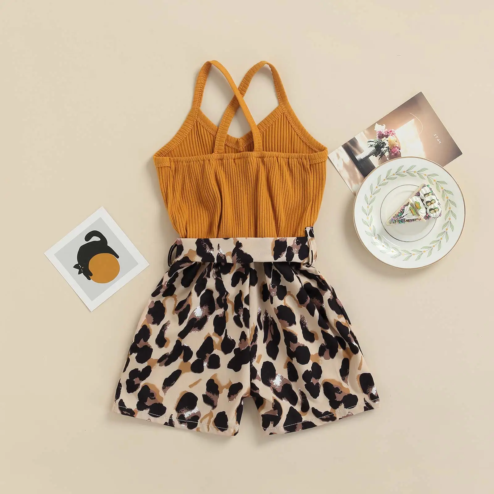 Baby Bodysuits Fur Lioraitiin 1-6Years Toddler Baby Girl Summer Romper Sleeveless Solid Patchwork Leopard Jumpsuit 4Colors bright baby bodysuits	