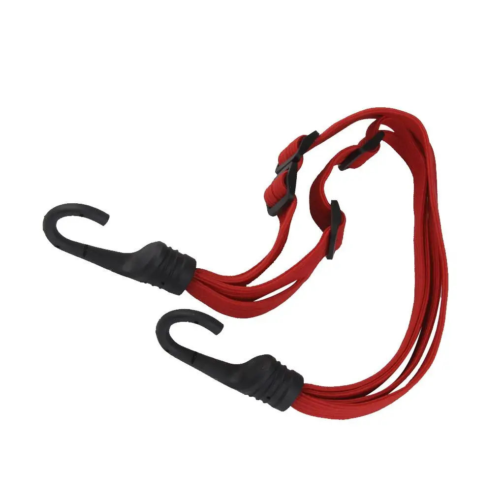 Red Adjustable Motorcycle Bike  Luggage Holder Rope Strap + Hooks
