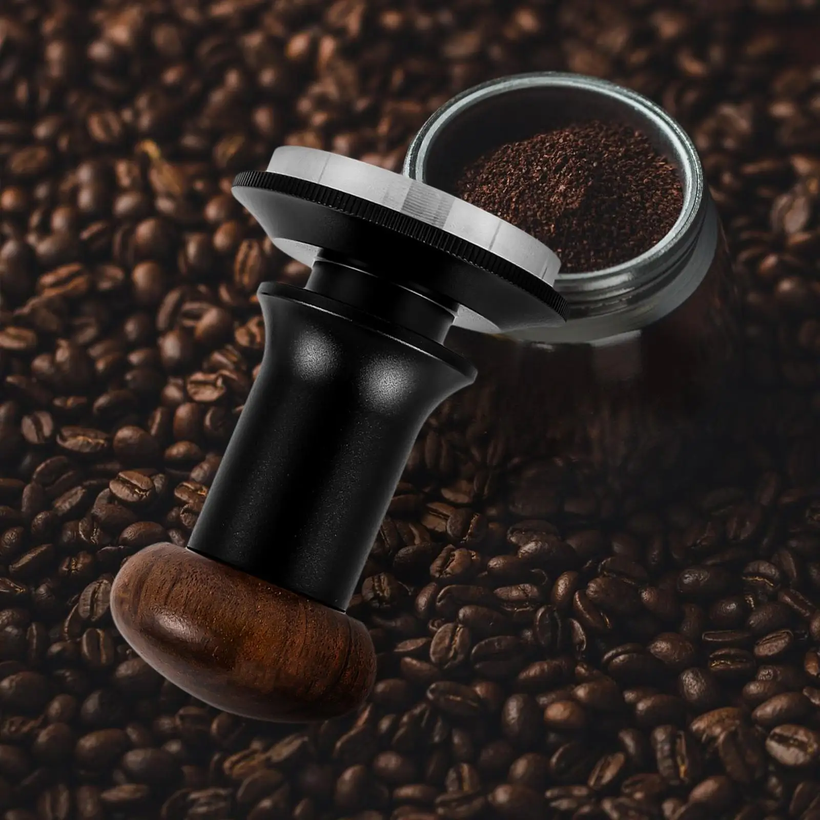 Coffee Tamper Espresso Tamper Walnut Wood Flat Base Espresso Press Tamper for Kitchen Espresso Machines Accessories