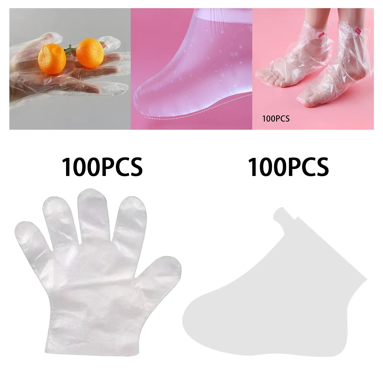 100Pcs Hand Foot Moisturizing Socks Disposable Transparent Pedicure Booties Feet Hand Care Women SPA Hand Feet Covers Bags