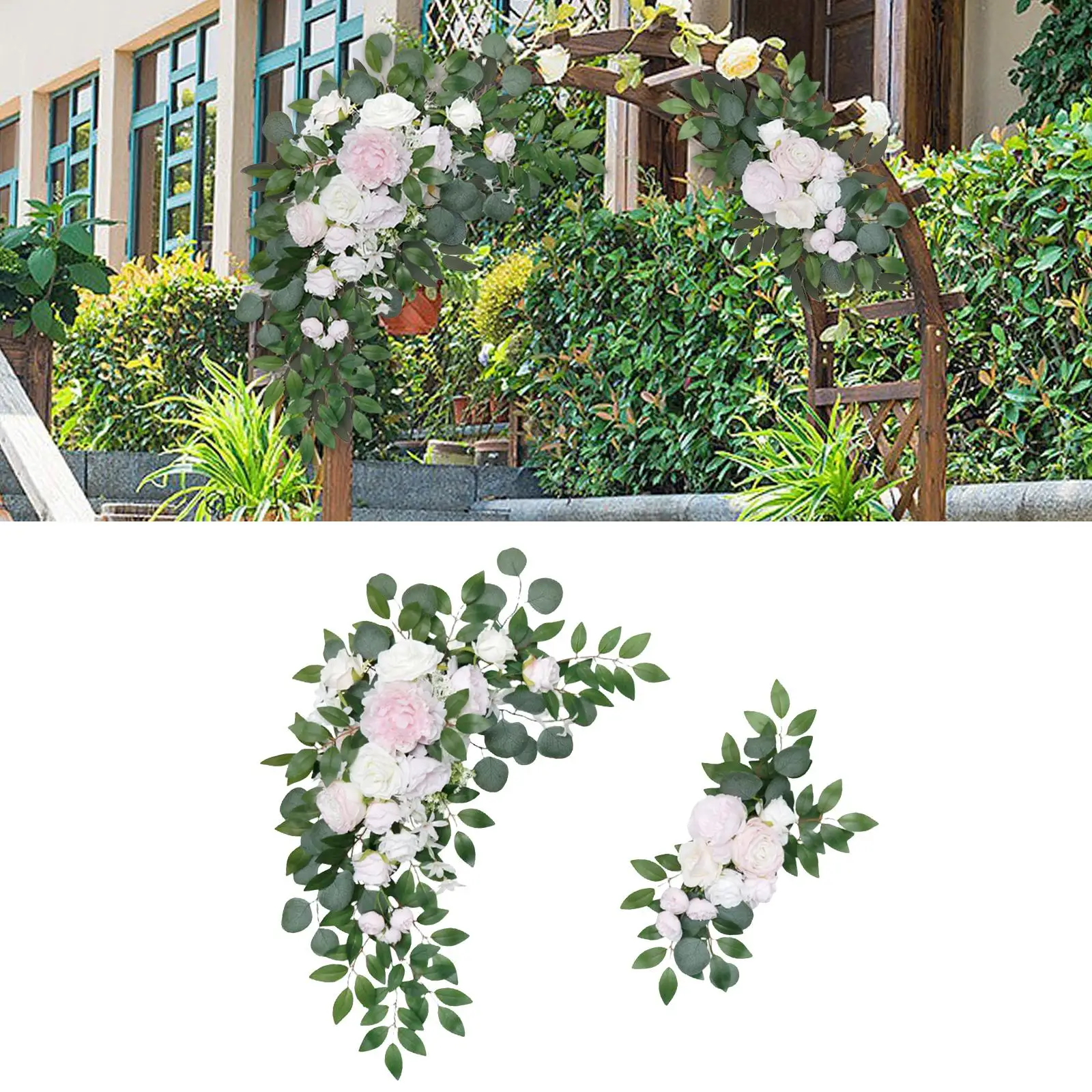 2Pcs Wedding Arch Rose Flowers Artificial Floral for Ceremony Table Arrangement Holiday