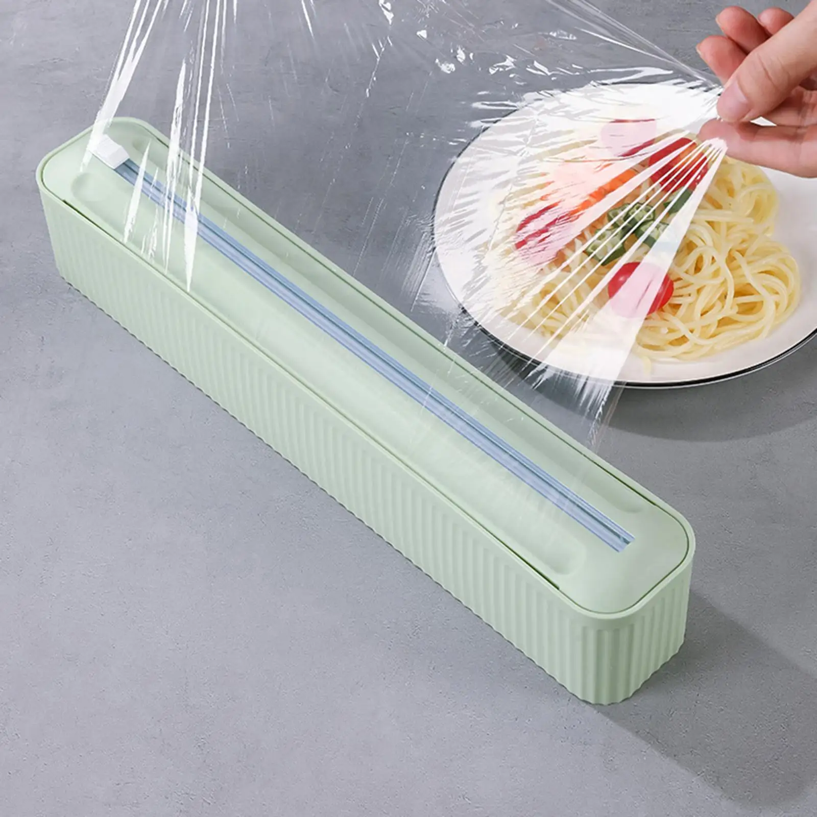 Cling Film Dispenser Aluminum Foil Dispenser Suction Cup with Slide Cutter Reusable Household Food Wrap Cutter for Kitchen Wall