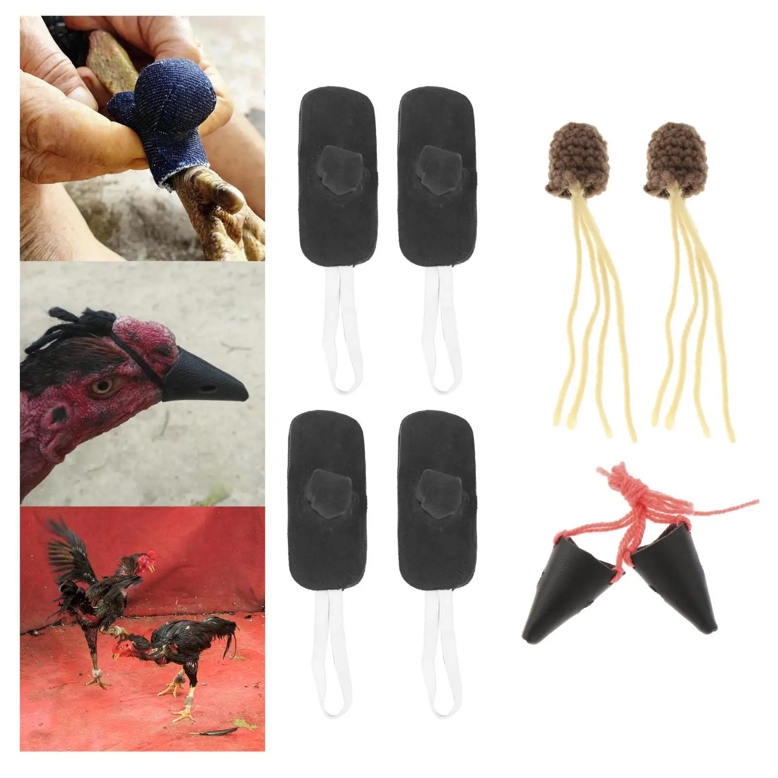  Fighting Foot Cover W/ Mouth Cover Accessories Animals Fighting Supplies Chicken Mitt Gamefowl Cockfighting Foot Cover