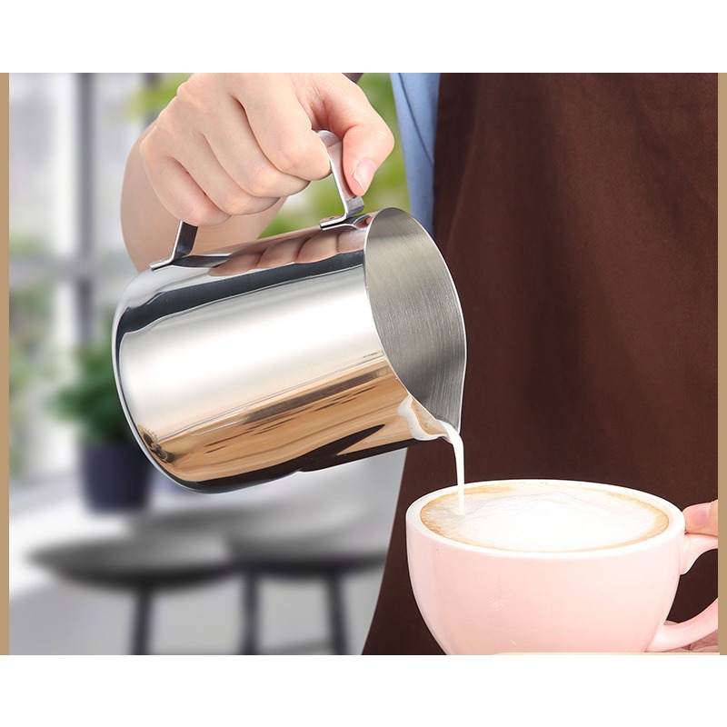 Description Picture 4 of item100-250ml Silvery Stainless Steel Milk Frothing Pitcher Steaming Coffee Latte Frother Cup Cappuccino Milk Cream Froth Pitcher