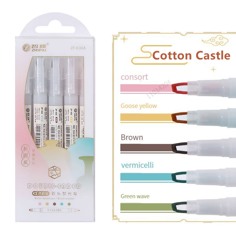 ZhiPai 5 Stück/Set Textmarker mit doppelter Spitze, Kawaii, farbige Manga-Marker, Pastellfarben, Scrapbooking, japanisches Schreibwaren-Schulmaterial – Detail 1