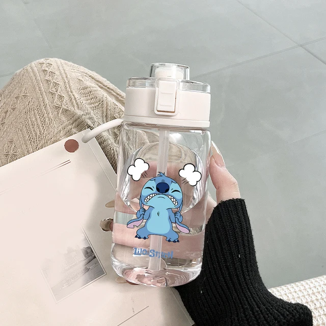 Disney-botella de agua Kawaii Stitch, vaso de plástico de alta
