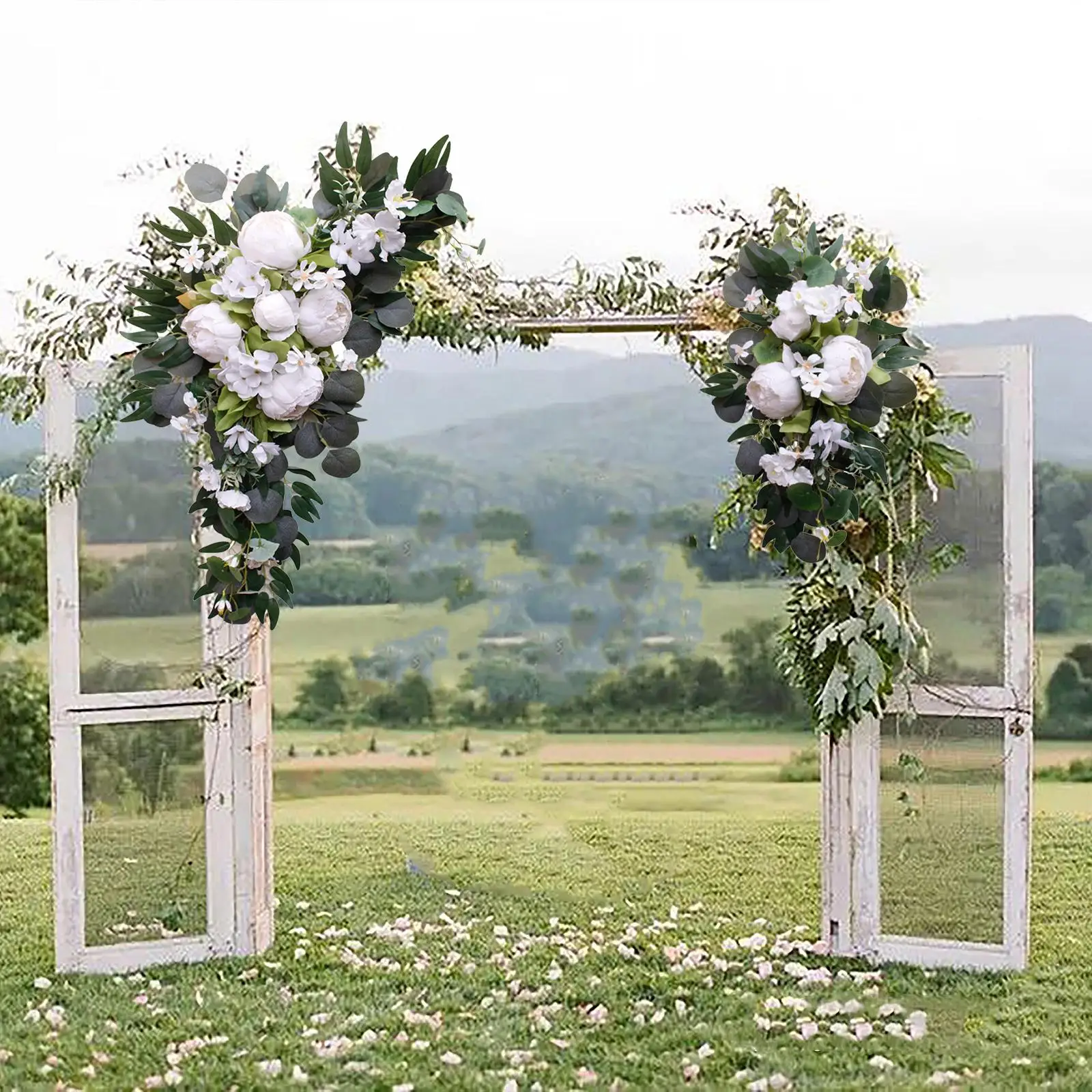 Artificial Wedding Arch Flowers Set Silk Peony Flower Swag Elegant Lifelike Realistic Versatile Handmade Garlands Floral Wreath