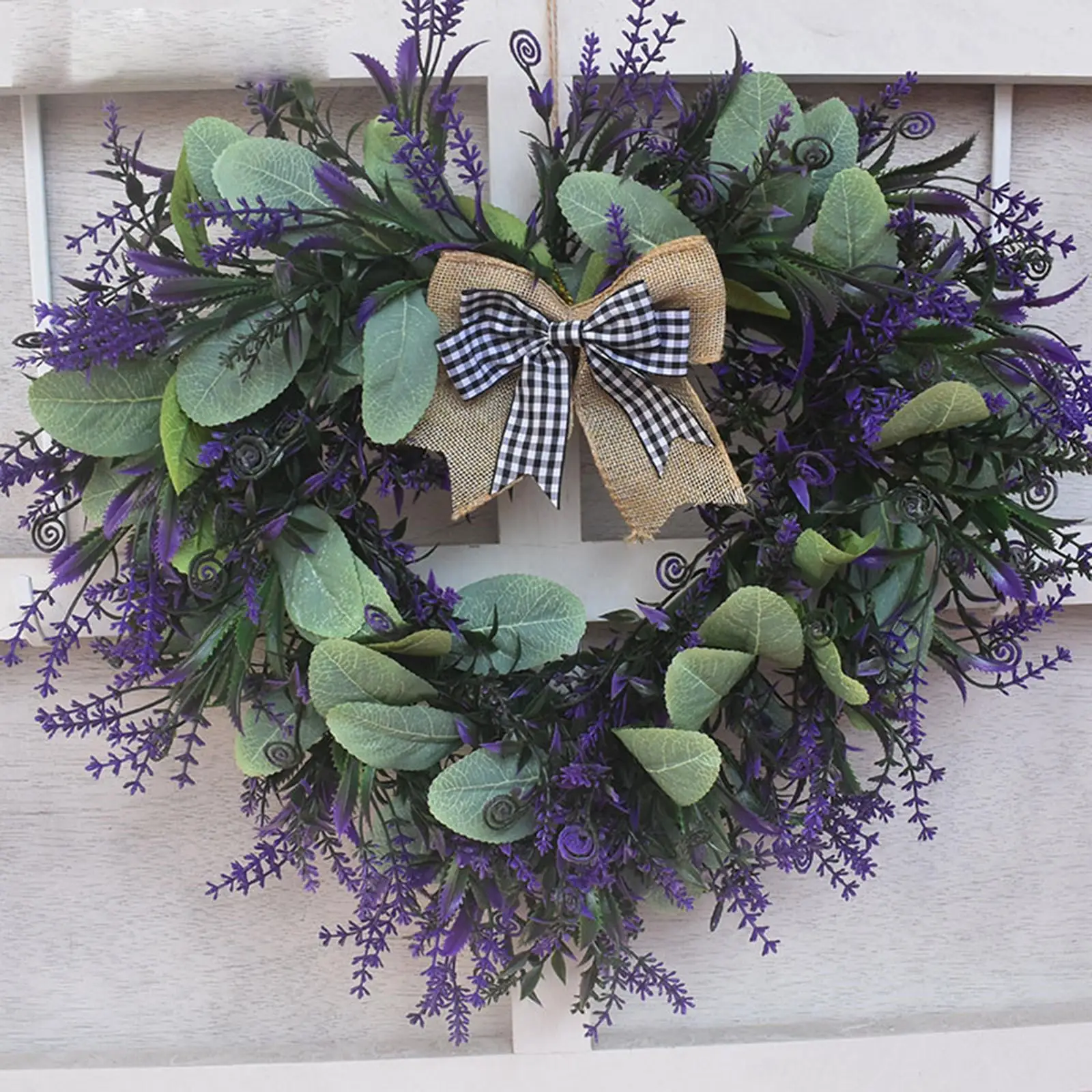 Artificial Lavender Wreath Garland,Flowers Garland Hanging Pendant for Front Door, Wall, Home, Decoration