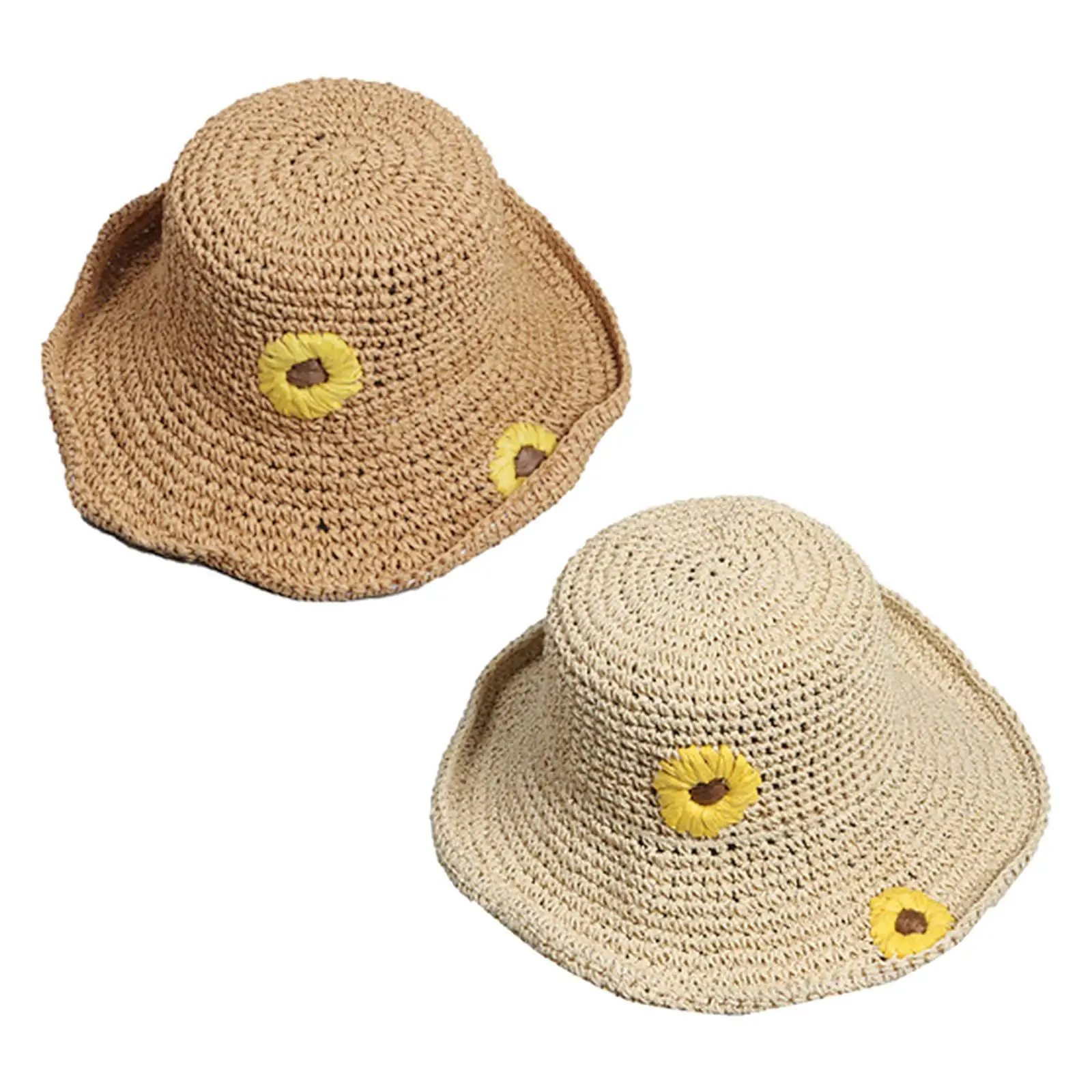 Womens Straw Beach Sun Hat, Packable Wide Brim Beach Hat for Women UV Summer caps