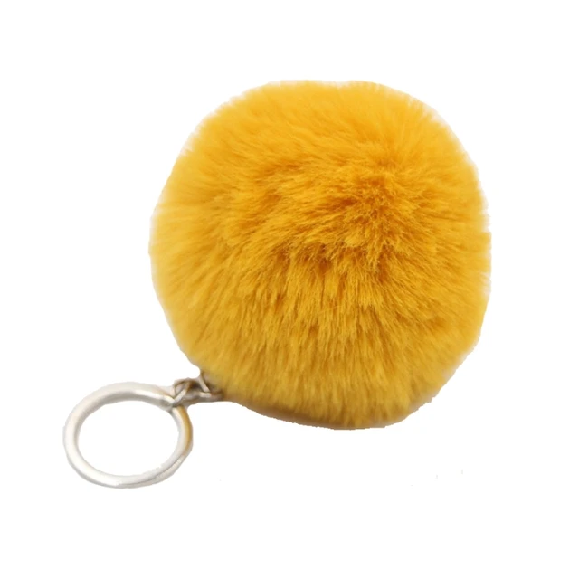 Hicarer 12 Pieces Fluffy Pom Pom Keychain Bulk Bow Rhinestone Faux Pompoms Keyring for Girls Women Bags Craft, 12 Colors