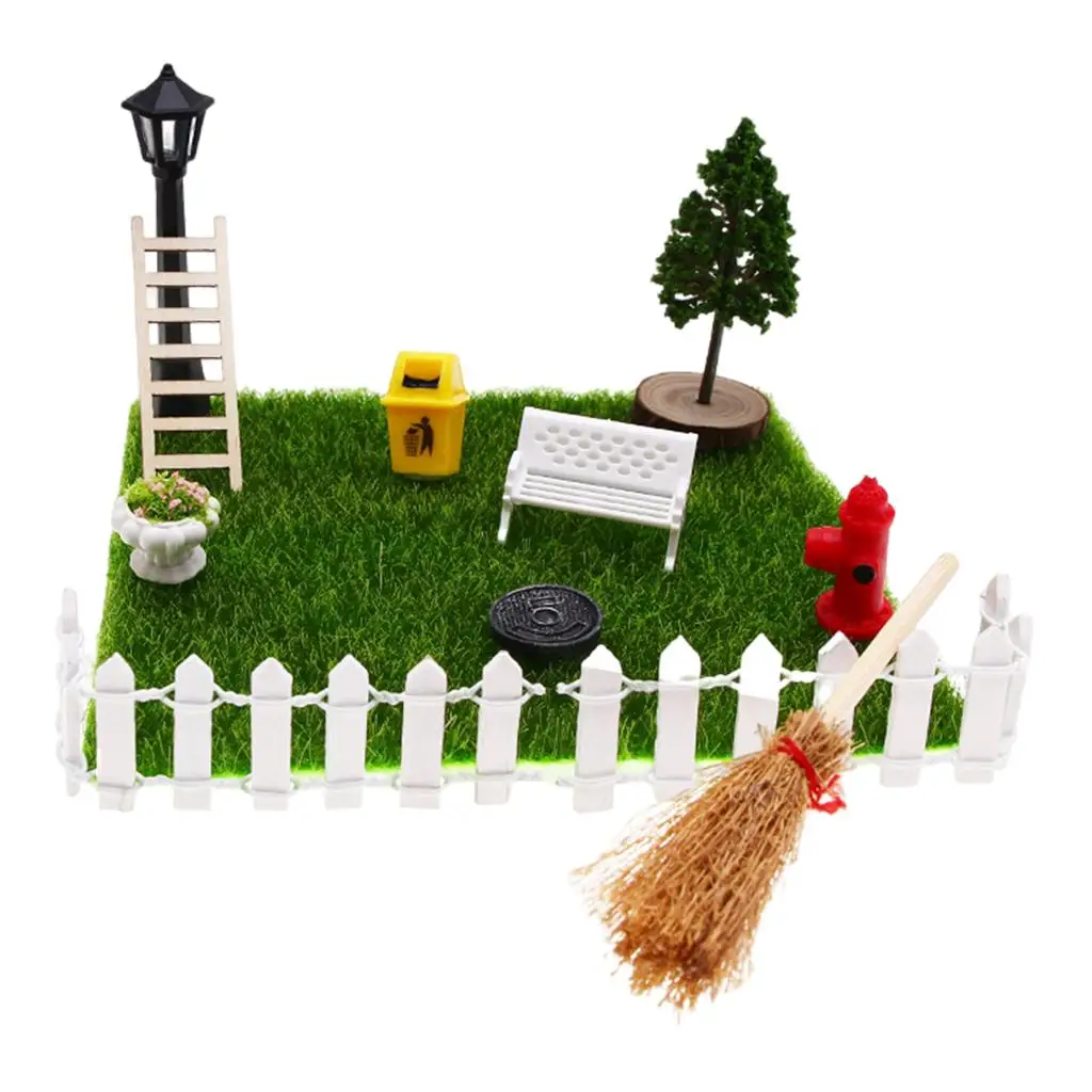 Miniature Dollhouse Garden Accessories, Garden DIY Kit Photography Props Landscape Ornaments 12 Pieces 1/12 for House Decor