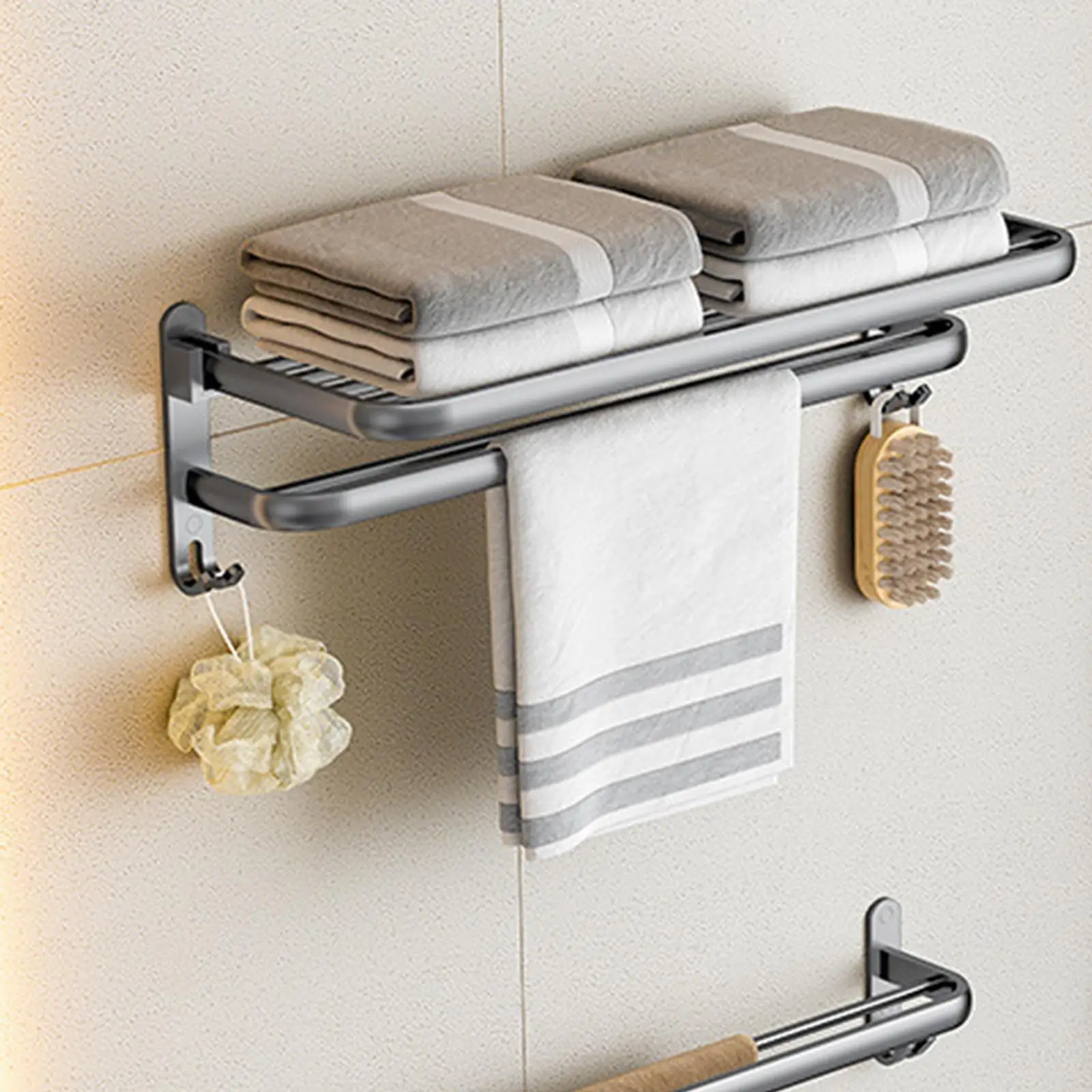 Wall Mount Bathroom Towel Rack Drying Bath Robe Towel Bar Holder for Balcony