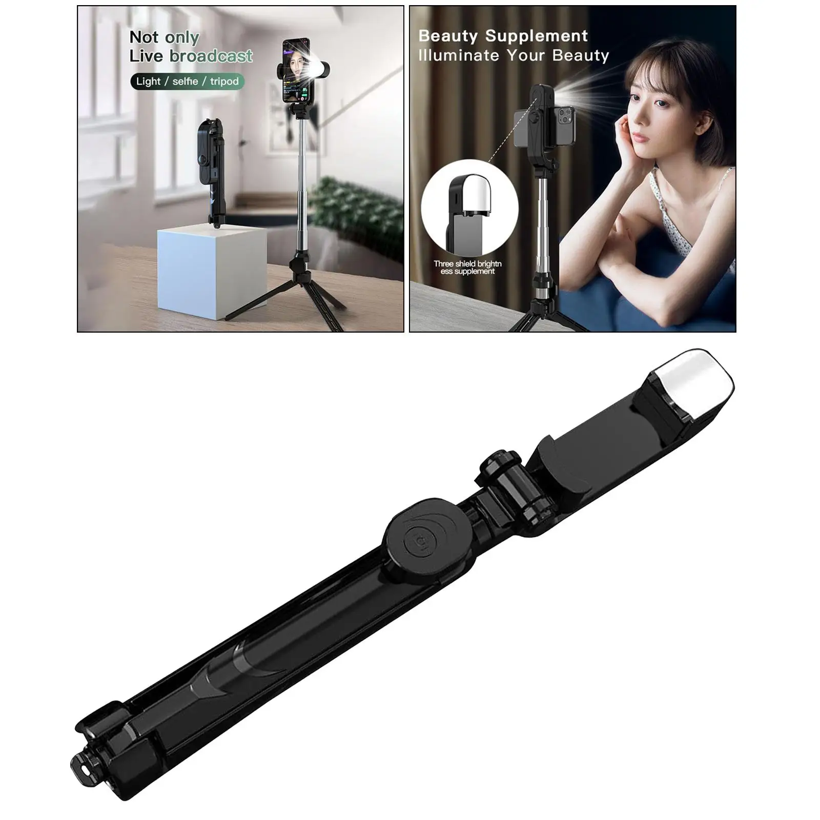 2in1 Foldable Selfie Stick Tripod Extendable Stand W/ Wireless Remote